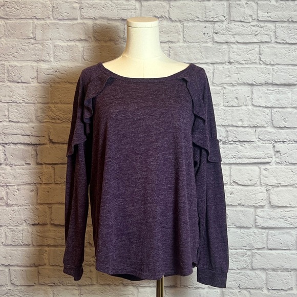 Umgee Purple Ruffle Long Sleeve Top Women's Small - Picture 1 of 8